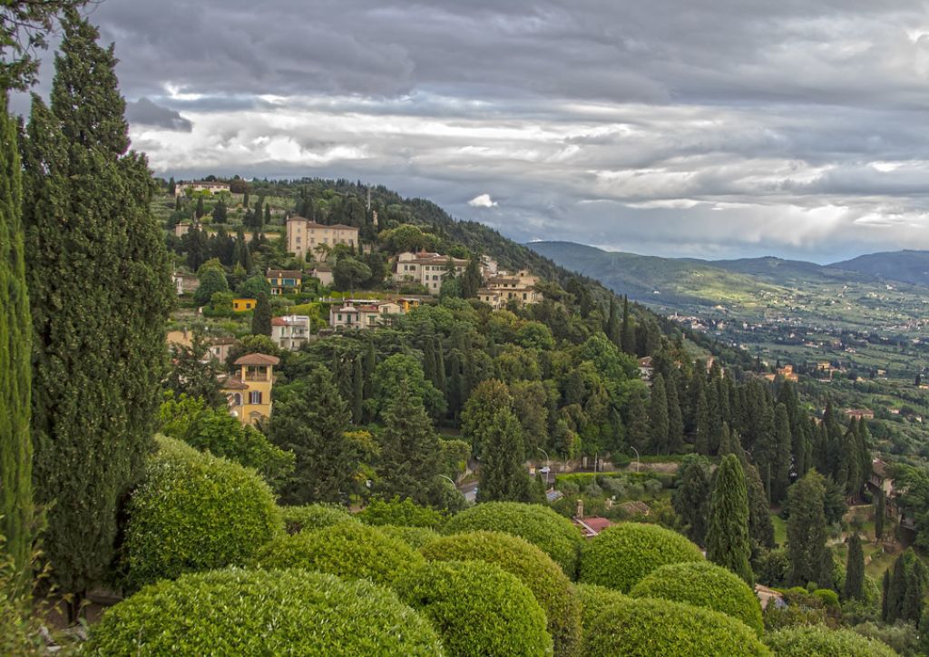viewpoint on the hills in Fiesole with tuscan landscape