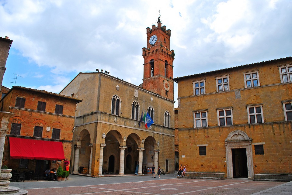 the main square of Pienza, ancient town in Tuscany, Italy