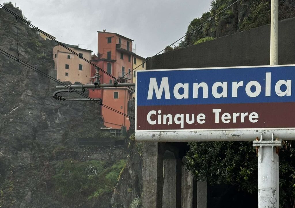 train station of Manarola, with the village in the background