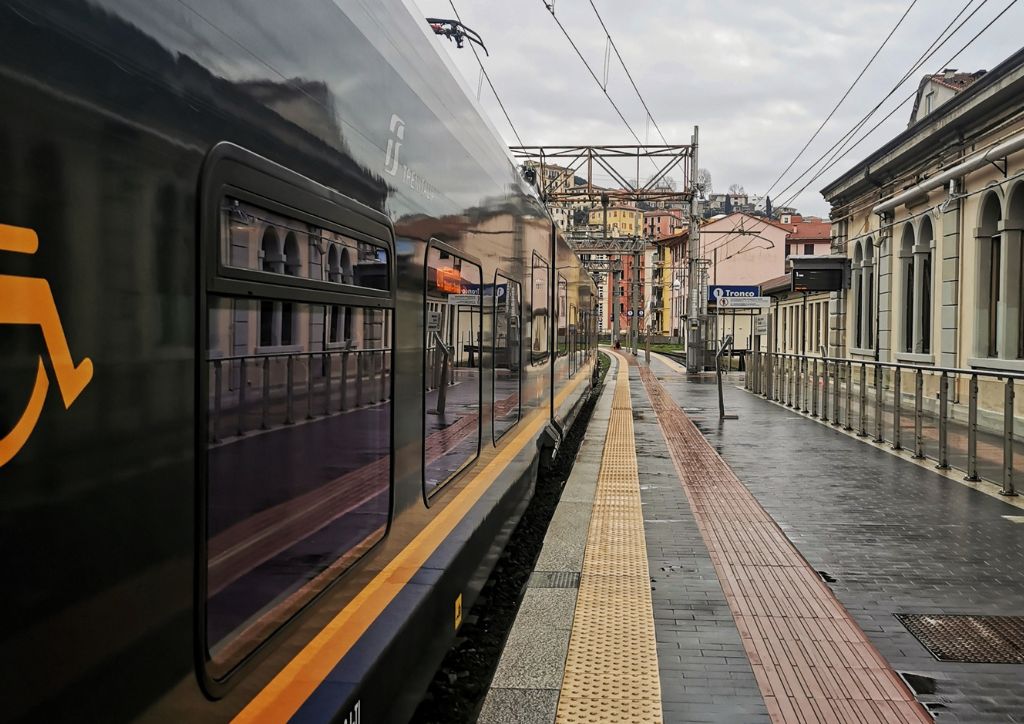 train to cinque terre at the La Spezia station