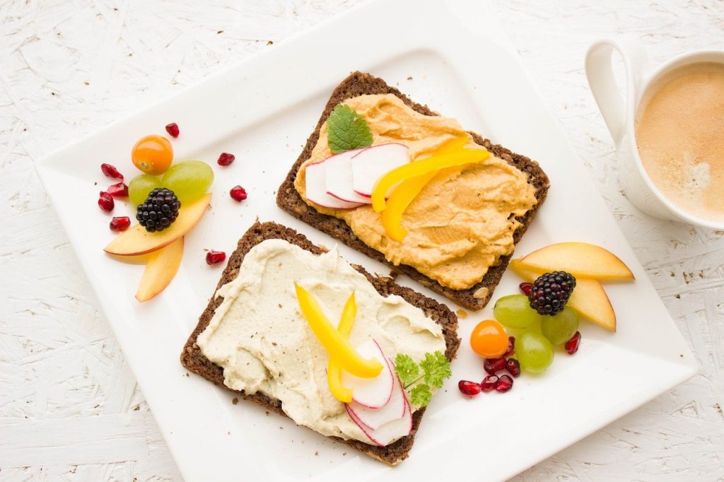 healthy breakfast with fruit and toast