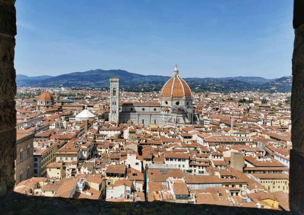 View of the cathedral of Florence from the top of Palazzo Vecchio