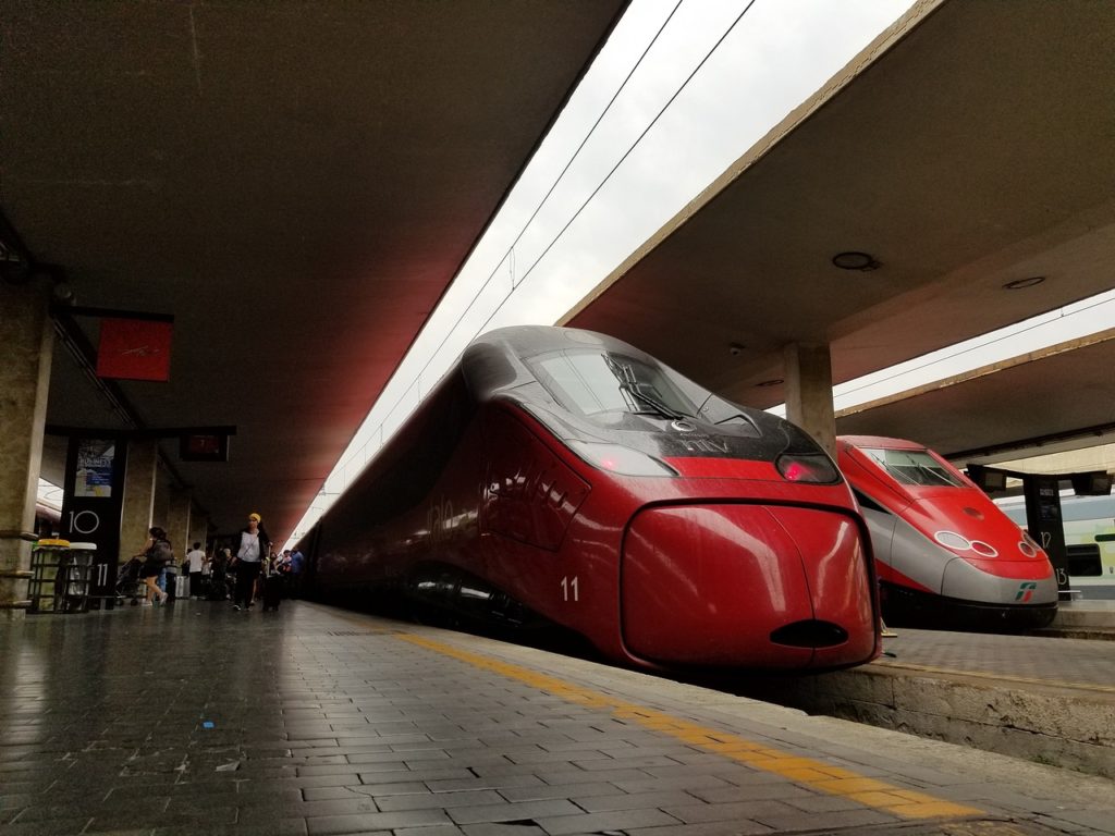 high-speed train in Italy at the station