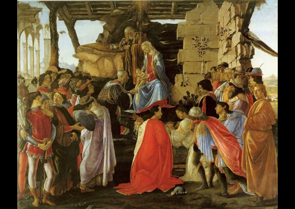 Adoration of the Magi, Botticelli painting in Florence, the Uffizi Gallery