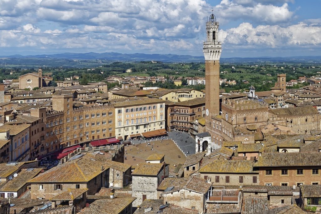 Siena and piazza del Campo seen from above