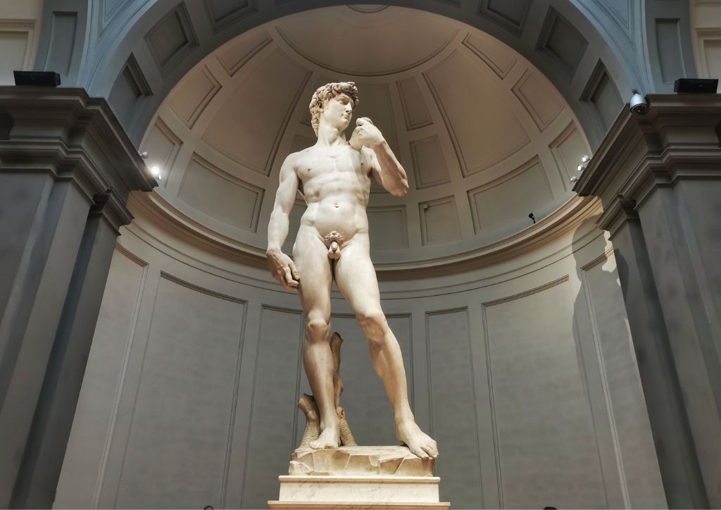 Michelangelo's David displayed at the Accademia Gallery museum in Florence