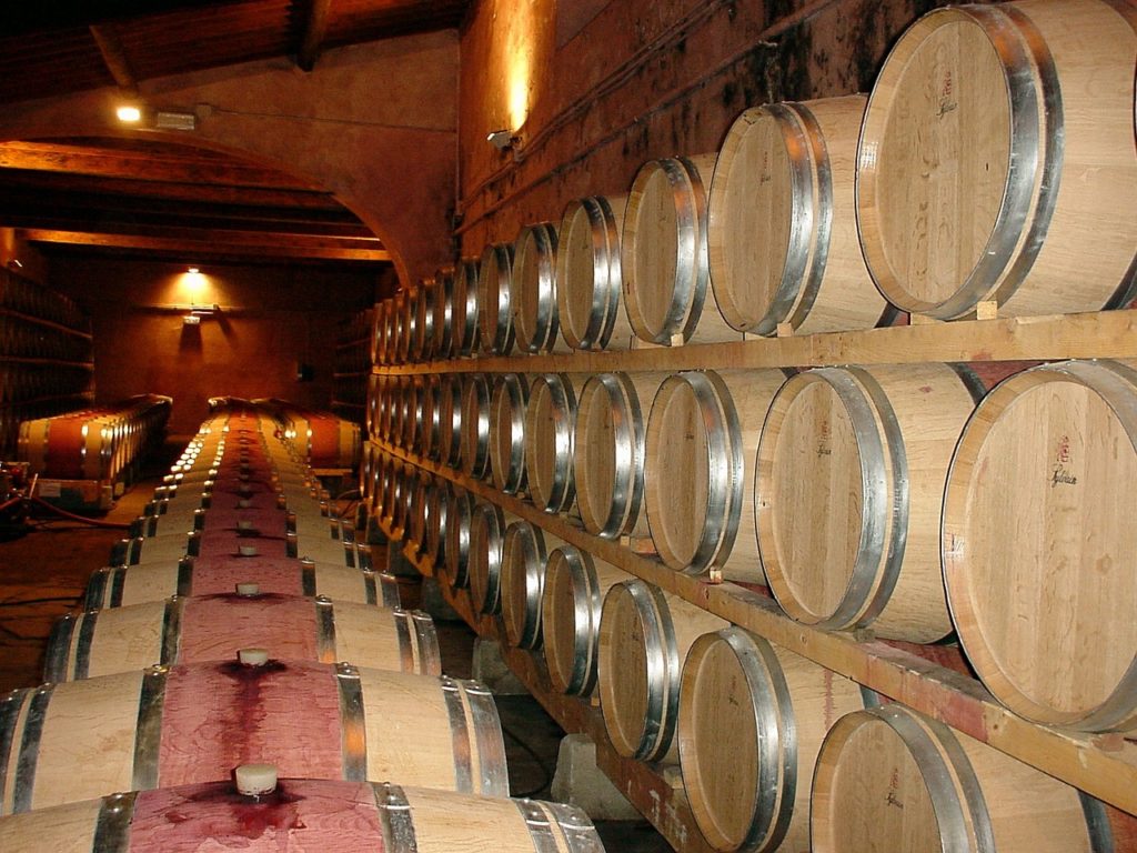 wine tasting in an ancient cellar in Tuscany