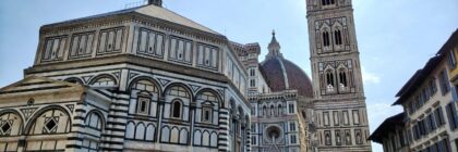 view of piazza duomo with baptistery, cathedral and Giotto's bell tower