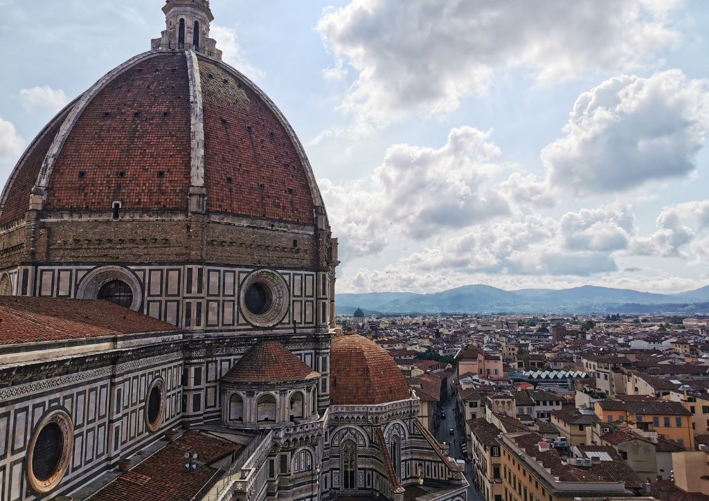 view of the dome of Florence from the top of Giotto's bell tower climb