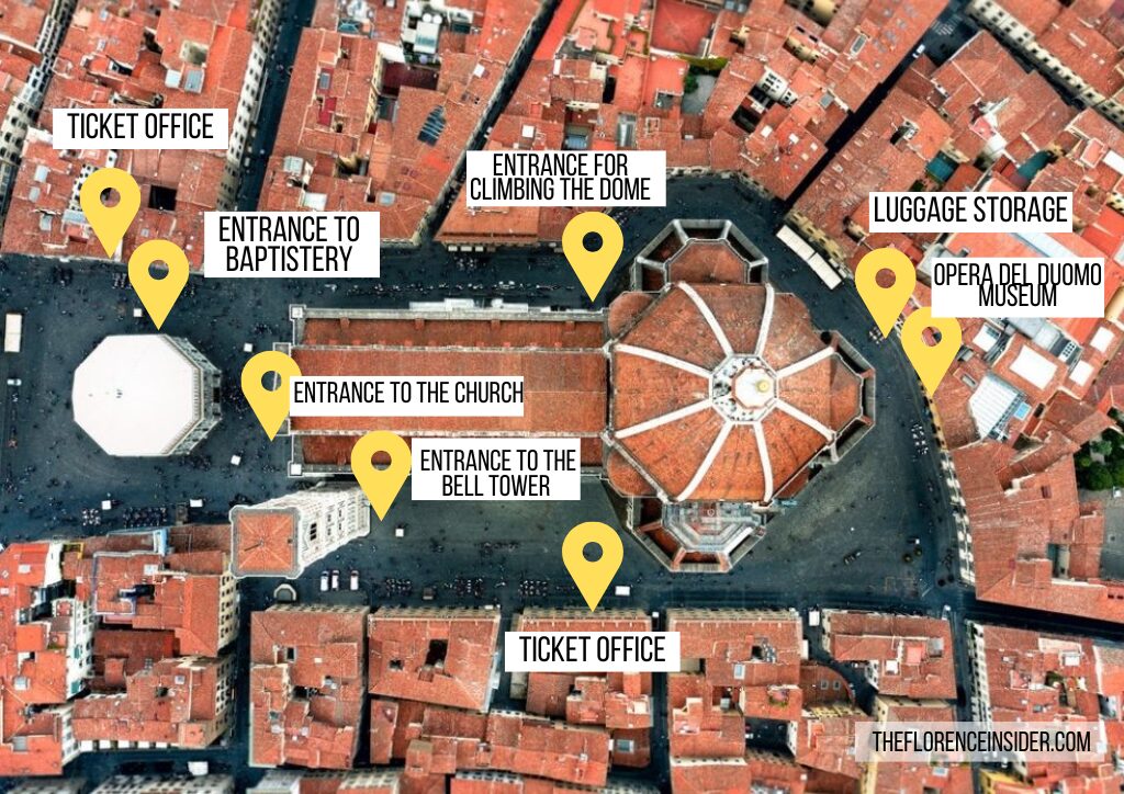 map of the area of the duomo of Florence