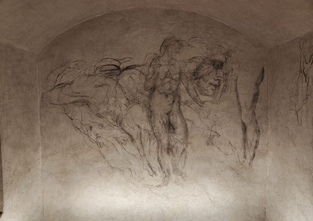 Sketches by michelangelo on the wall