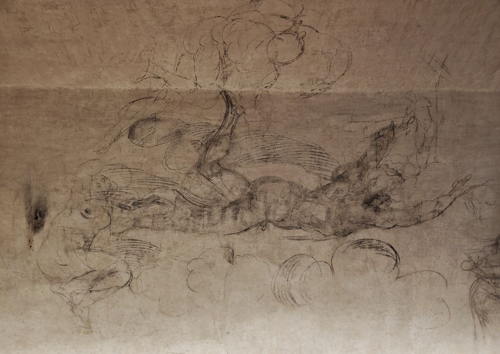 one of the sketches by Michelangelo in the secret room of the Medici Chapels