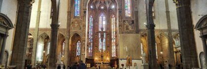 general view of the inside of the church of santa croce, Florence