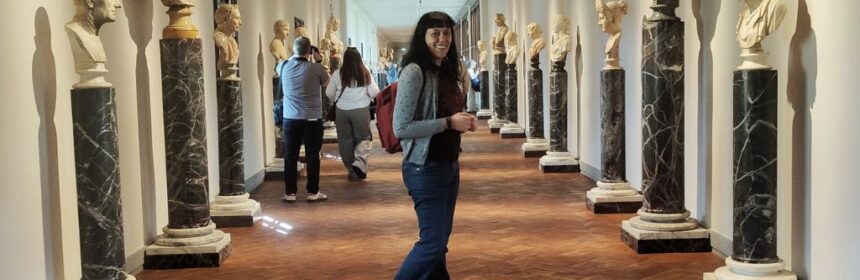 me among the roman statues in the vasari corridor, Florence