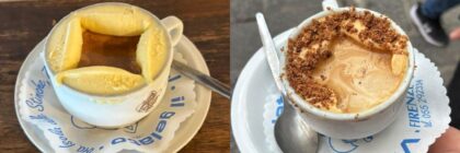 two different kinds of affogato with coffee and gelato