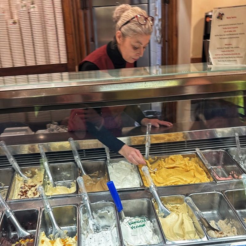 Different gelato flavors at Vivoli in Florence