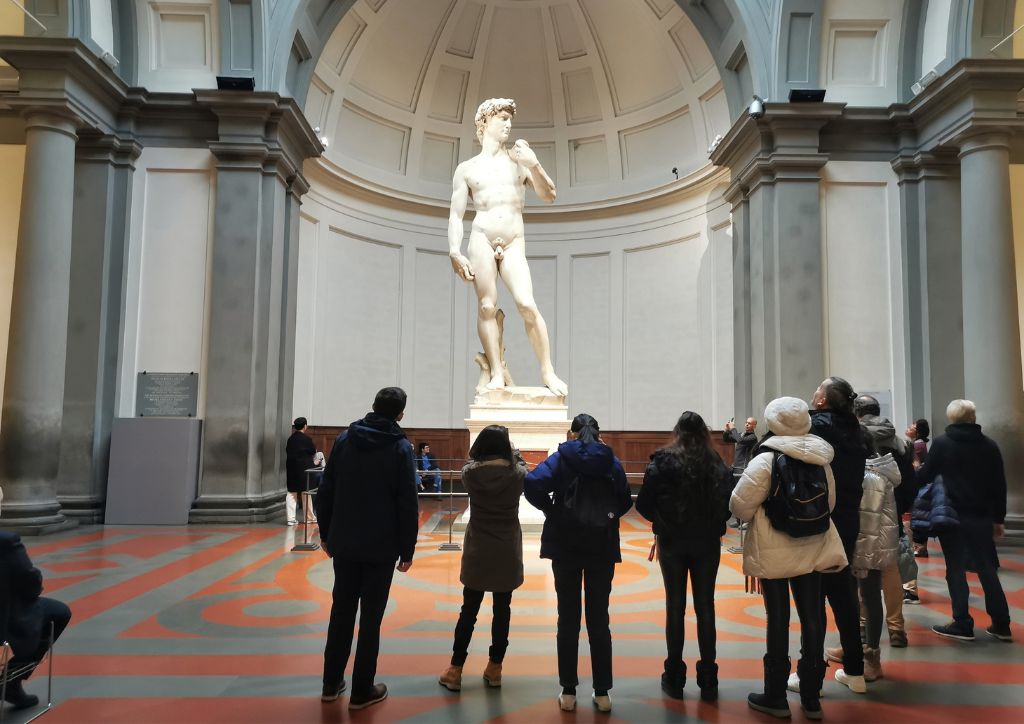 Visiting Michelangelo's David at the Accademia gallery during one day in Florence