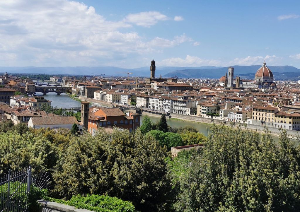 view of the city from piazzale Michelangelo during one day in Florence