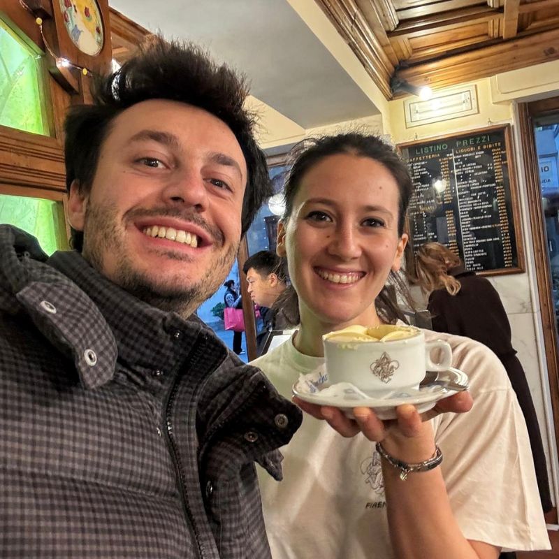 Giulia Vivoli, gelato maker, with a local tour guide in Florence
